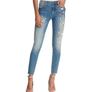 Aqua x Nordstrom distressed Pin on Embellished high rise cropped jeans sz 25 New